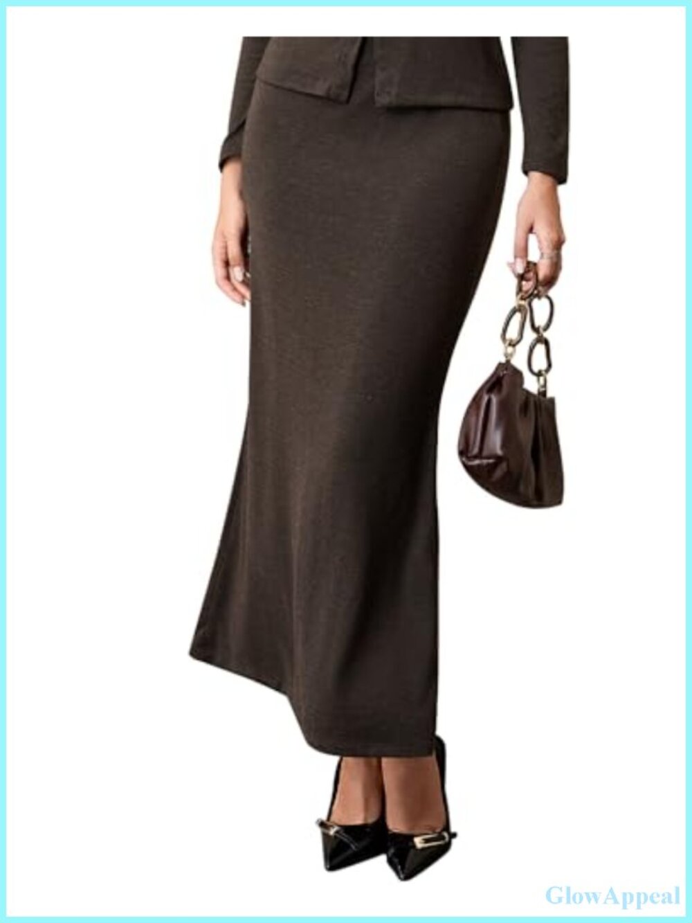 Wool Blend Bodycon Long Skirt Elastic Waist Fishtail Hem